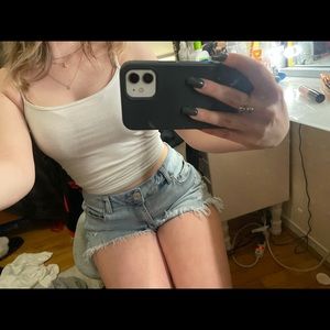 size 10 light blue denim jean shorts